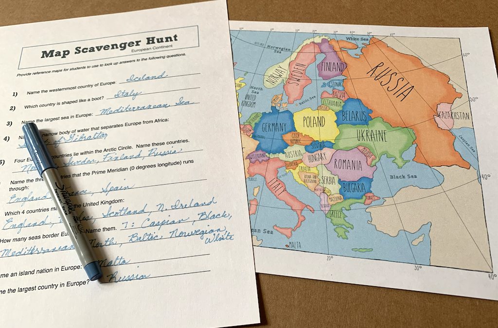 Map Europe! (Map Scavenger Hunt)